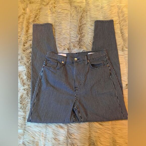 BLDWN BALDWIN | Navy Blue White Striped Ultra High Rise Skinny Jeans - 28 - Picture 3 of 7